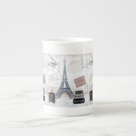 Caneca De Porcelana Colagem de Viagem de Paris