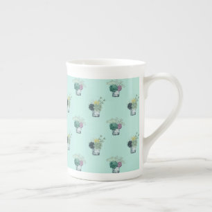 Caneca De Porcelana Coleção de Felicidade de Plantas  Suculentos