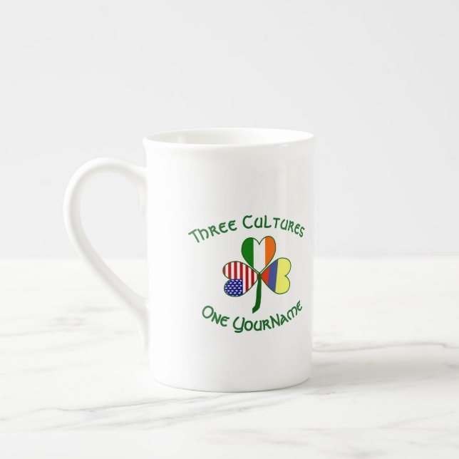Caneca De Porcelana Colombiana - Irlandês Flag Shamrock Personalize (Esquerda)