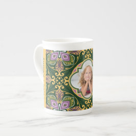 Caneca De Porcelana Com foto / texto Olive e lavanda Azulejos Bon