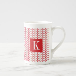 Caneca de porcelana com linha vermelha de malha +