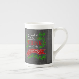 Caneca De Porcelana Coma, beba e seja Feliz