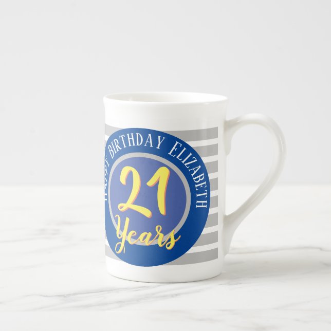 Caneca De Porcelana Comemorativa de Aniversário de 21 Anos (Direita)