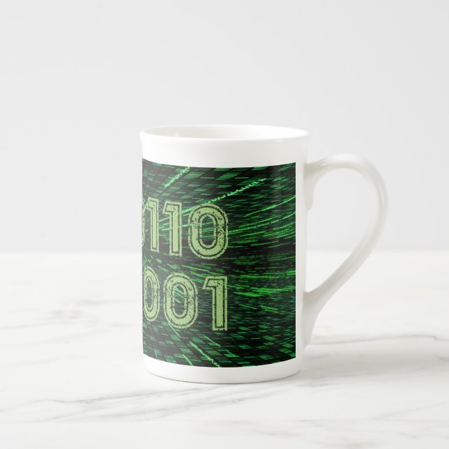 Caneca De Porcelana Computação verde vibrante com código binário 69 do (Direita)