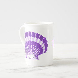 Caneca De Porcelana Concha - violeta e branca