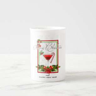 Caneca De Porcelana Coquetel de Natal - Arte de Aquarela