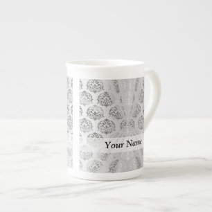 Caneca De Porcelana Cor damasco das cinzas de prata
