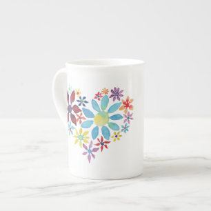 Caneca De Porcelana Coração das flores