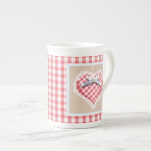 Caneca De Porcelana Coração vermelho do guingão com gráfico do arc
