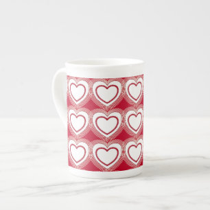 Caneca De Porcelana Corações Abstrato modernos - Vermelho e Branco