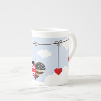 Caneca De Porcelana Corações de bandeira britânica e americana Royal W