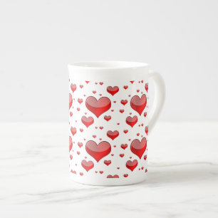 Caneca De Porcelana Corações Vermelhos Falsos (Você Escolhe Cor De Fun