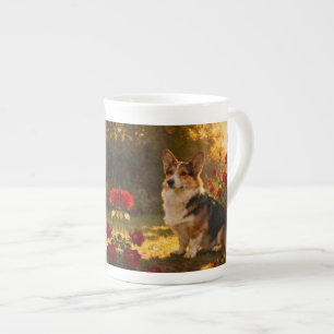 Caneca De Porcelana Corgi nas Rosas I