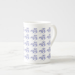 Caneca De Porcelana Coros Azuis e Brancos Ossos da China