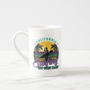 Caneca De Porcelana Costa Oeste - Vinheta de Surfe da Califórnia