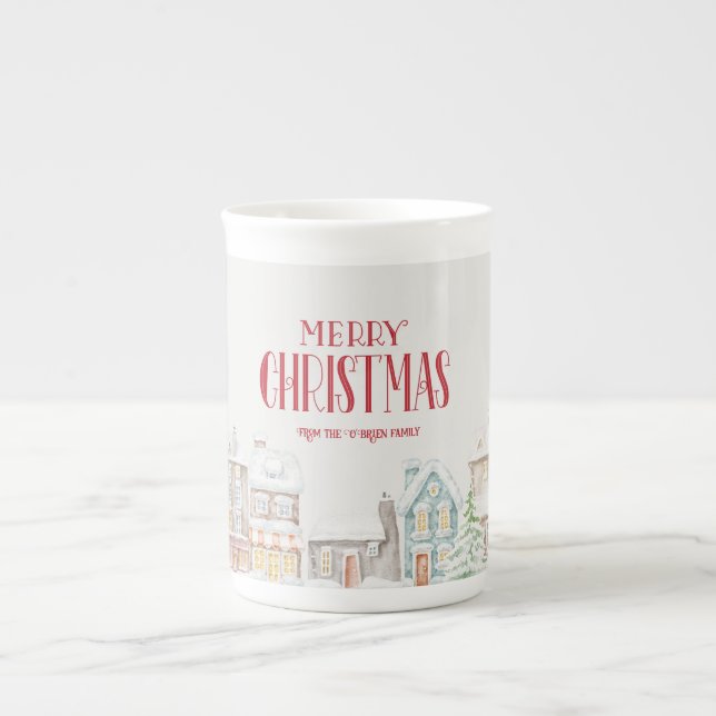 Caneca De Porcelana Cozy Christmas Winter Homes (Frente)