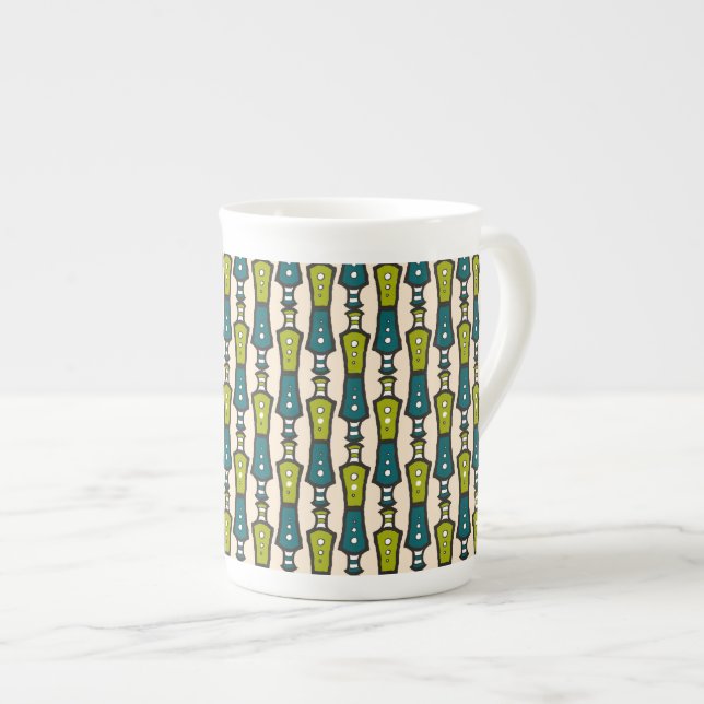 Caneca De Porcelana Creme Negro verde tribal China Café Mug (Frente Esquerda)