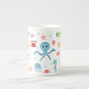Caneca De Porcelana Criaturas Marinhas Subaquáticas Caprichosas