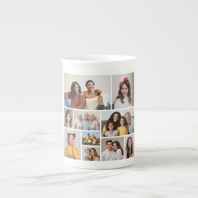 Caneca De Porcelana Crie sua própria colagem de fotos (Frente)