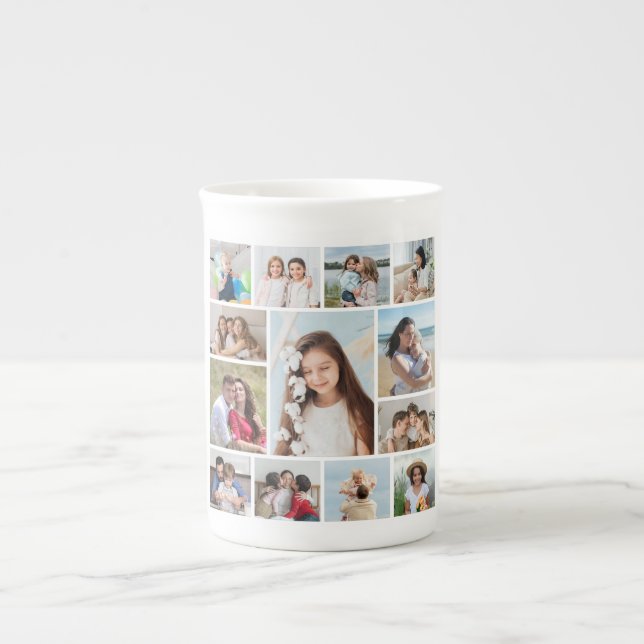 Caneca De Porcelana Crie Sua Própria Colagem De Fotos 13 (Frente)