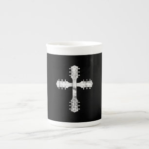 Caneca De Porcelana cruz de guitarra do culto cristão
