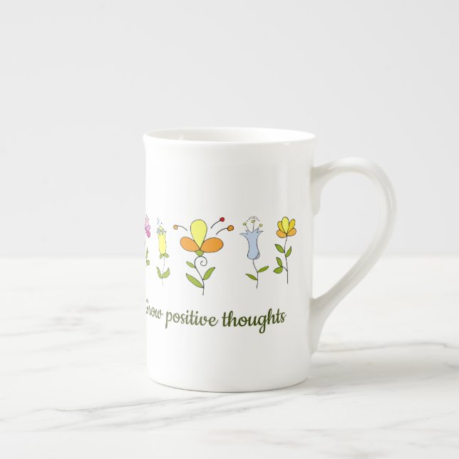Caneca De Porcelana Cultivar flores de pensamentos positivos (Direita)