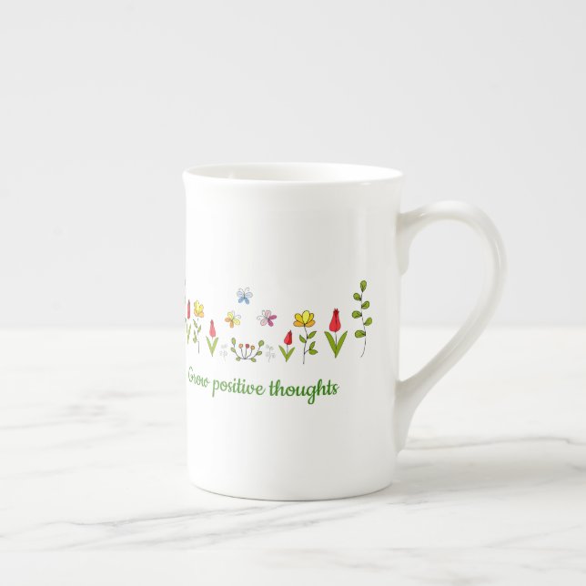 Caneca De Porcelana Cultivar flores de pensamentos positivos (Direita)
