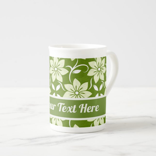 Caneca De Porcelana Custom Olive Blossom Repeat (Frente Esquerda)