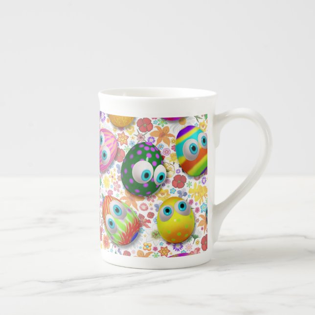Caneca De Porcelana Cute and Funny Easter Eggs Cartoon (Direita)