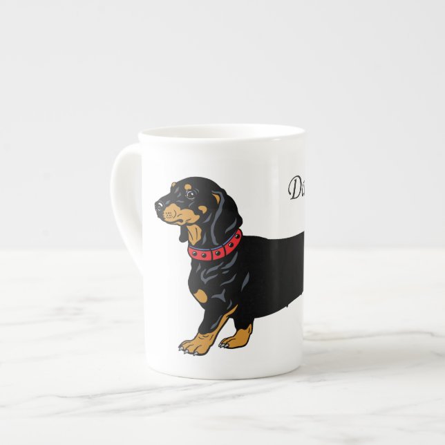 Caneca De Porcelana dachshund preto (Frente Esquerda)