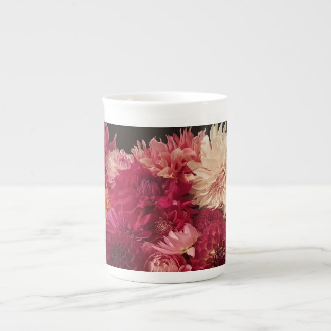 Caneca De Porcelana Dahlias Bone China Tea Mug (Frente)