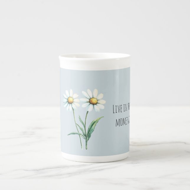 Caneca De Porcelana Daisy Flowers Live in the moment (Frente)