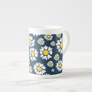 Caneca De Porcelana Daisy Pattern, Floral Pattern, White Daisies