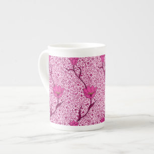 Caneca De Porcelana Damasco da tulipa de Nouveau da arte, vinho & rosa