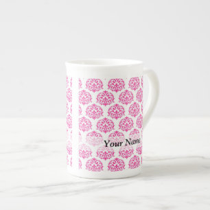 Caneca De Porcelana Damasco rosa quente