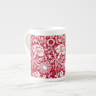 Caneca De Porcelana Damasco, vermelho e branco do cravo de Nouveau da