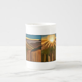 Caneca De Porcelana Dança da Arte Abstrato dos Cactos