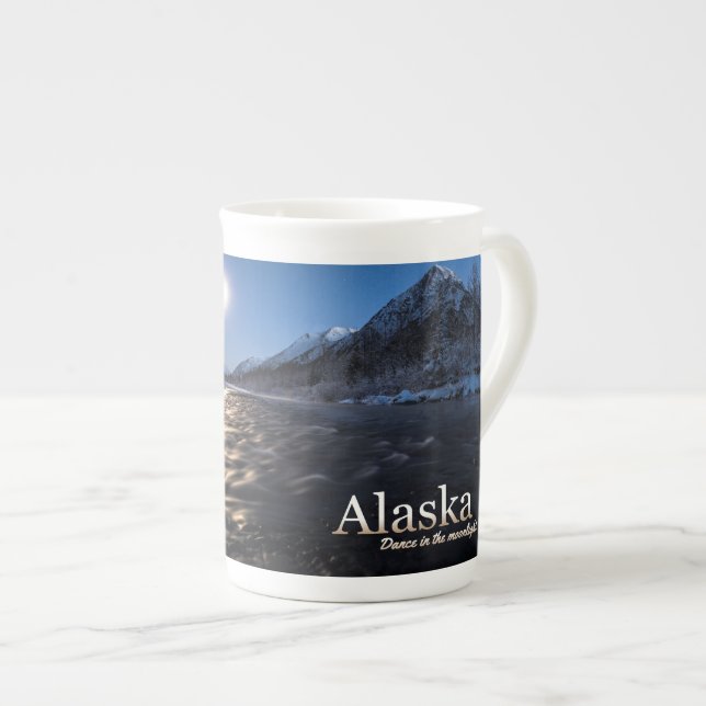 Caneca De Porcelana Dança Do Alasca À Lua (Frente Esquerda)