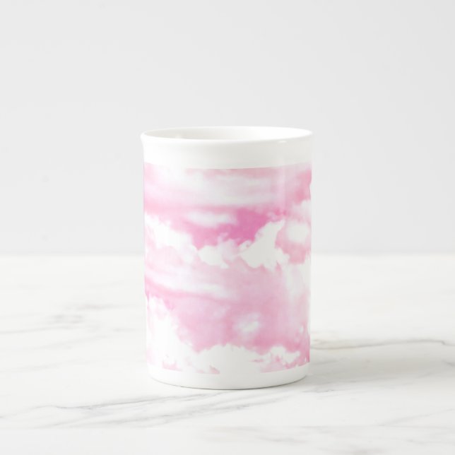 Caneca De Porcelana Decoração de Nuvens Elegantes de rosas claro (Frente)