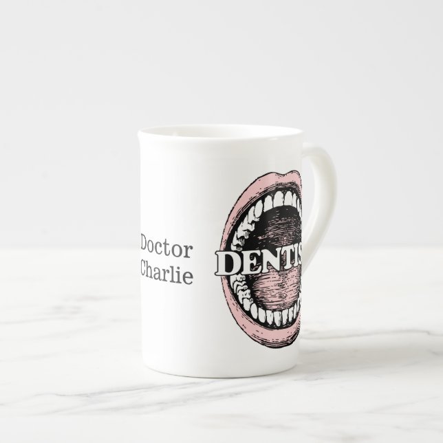 Caneca De Porcelana Dentist de nomes personalizados (Frente Esquerda)