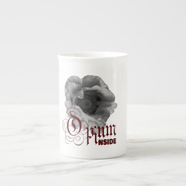 Caneca De Porcelana "Dentro Ópio" Preto-Branco (Frente)
