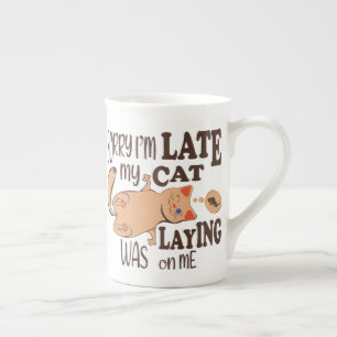 Caneca De Porcelana Desculpe, estou atrasado, meu gato estava deitado