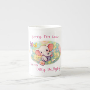Caneca De Porcelana Desculpe o atraso Elefante Design