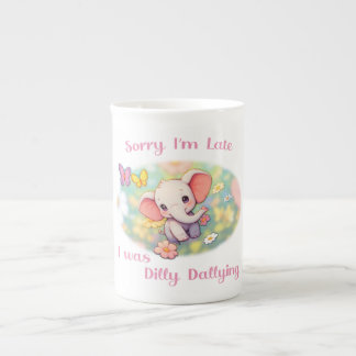Caneca De Porcelana Desculpe o atraso Elefante Design