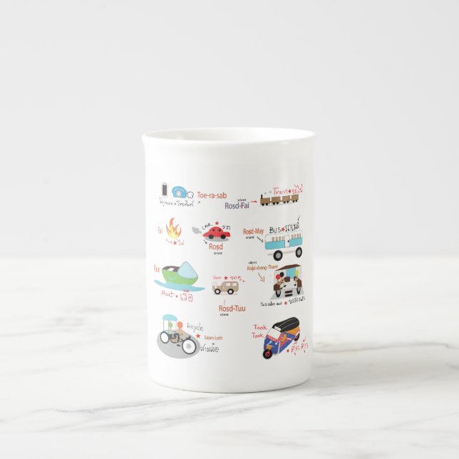 Caneca De Porcelana desenho animado tailandês veículos nominativos mug (Frente)