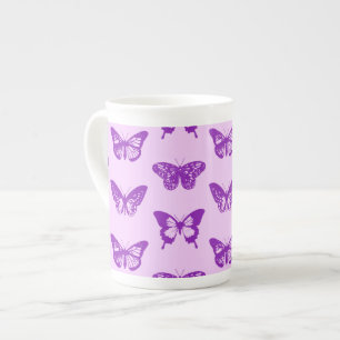Caneca De Porcelana Desenho da borboleta, cor-de-rosa-orquídea e viol