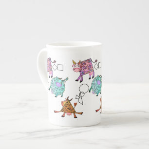 Caneca De Porcelana Desenho de desenho de desenhos animados de vacas g