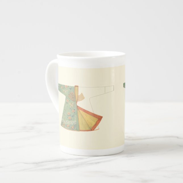 Caneca De Porcelana Desenho de Kimono semiacabado (Frente Esquerda)