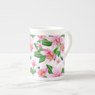 Caneca De Porcelana Desenho de Orquídeas em Aquarela 12