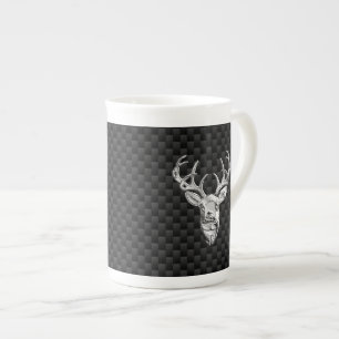 Caneca De Porcelana Desenho de Veado Prateado em Estilo de Impressão d